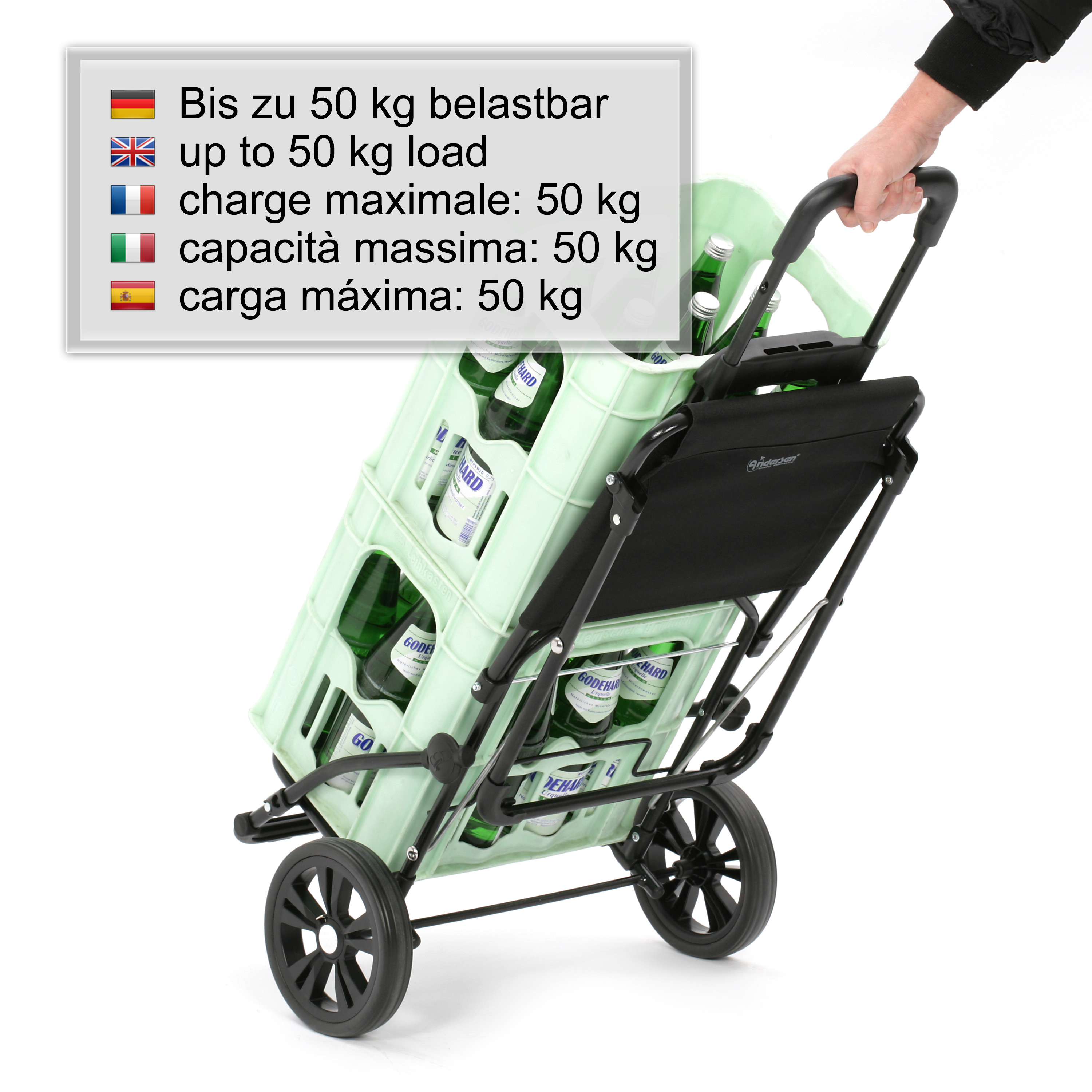 Exklusiv Andersen Einkaufstrolley Komfort Shopper Milla Schwarz 54L