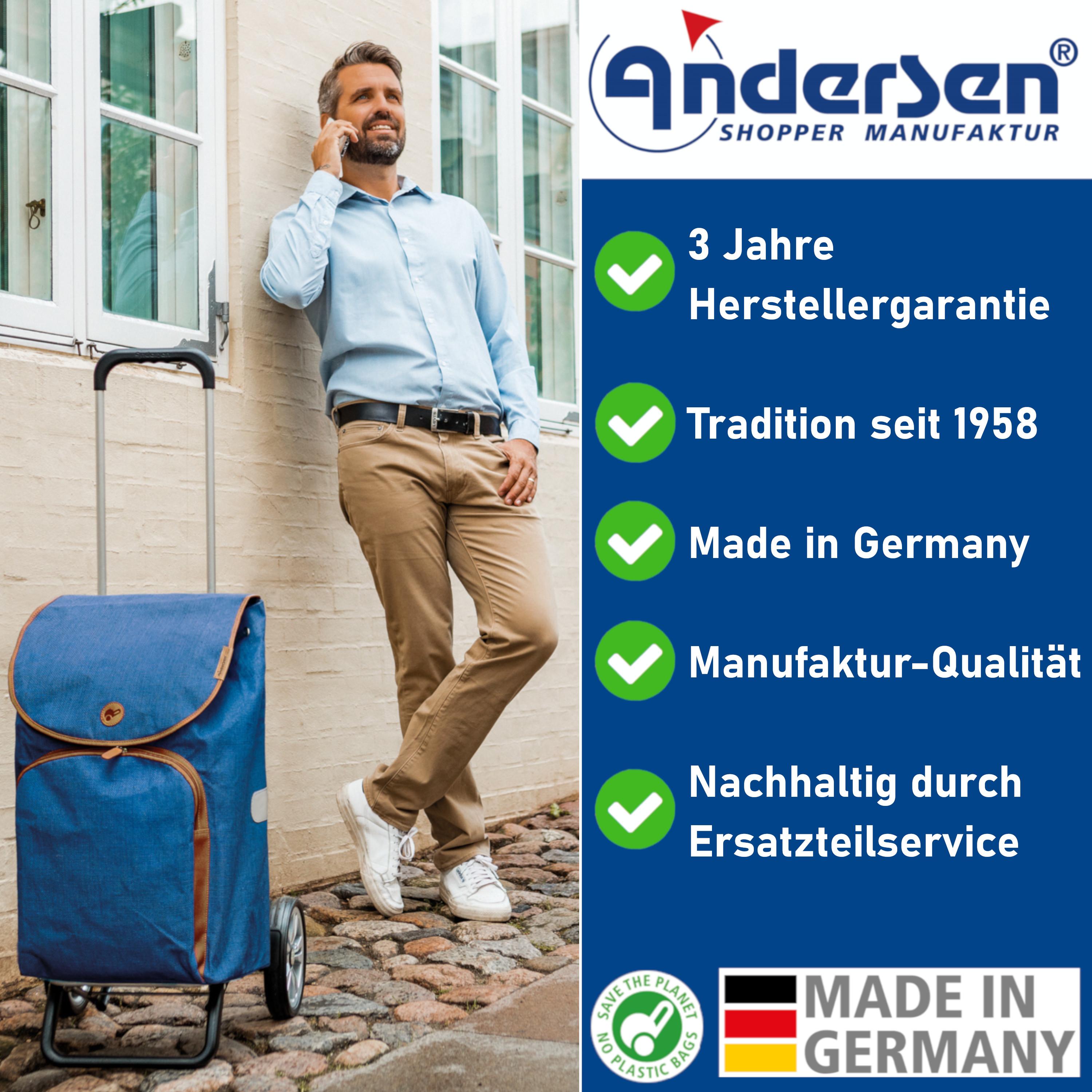 Andersen Shopper 3 Jahre Garantie, seit 1958, Made In Germany, nachhaltig